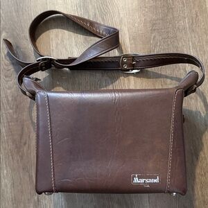 Vintage Marsand Faux Leather Brown Camera Bag w/ Adjustable Strap